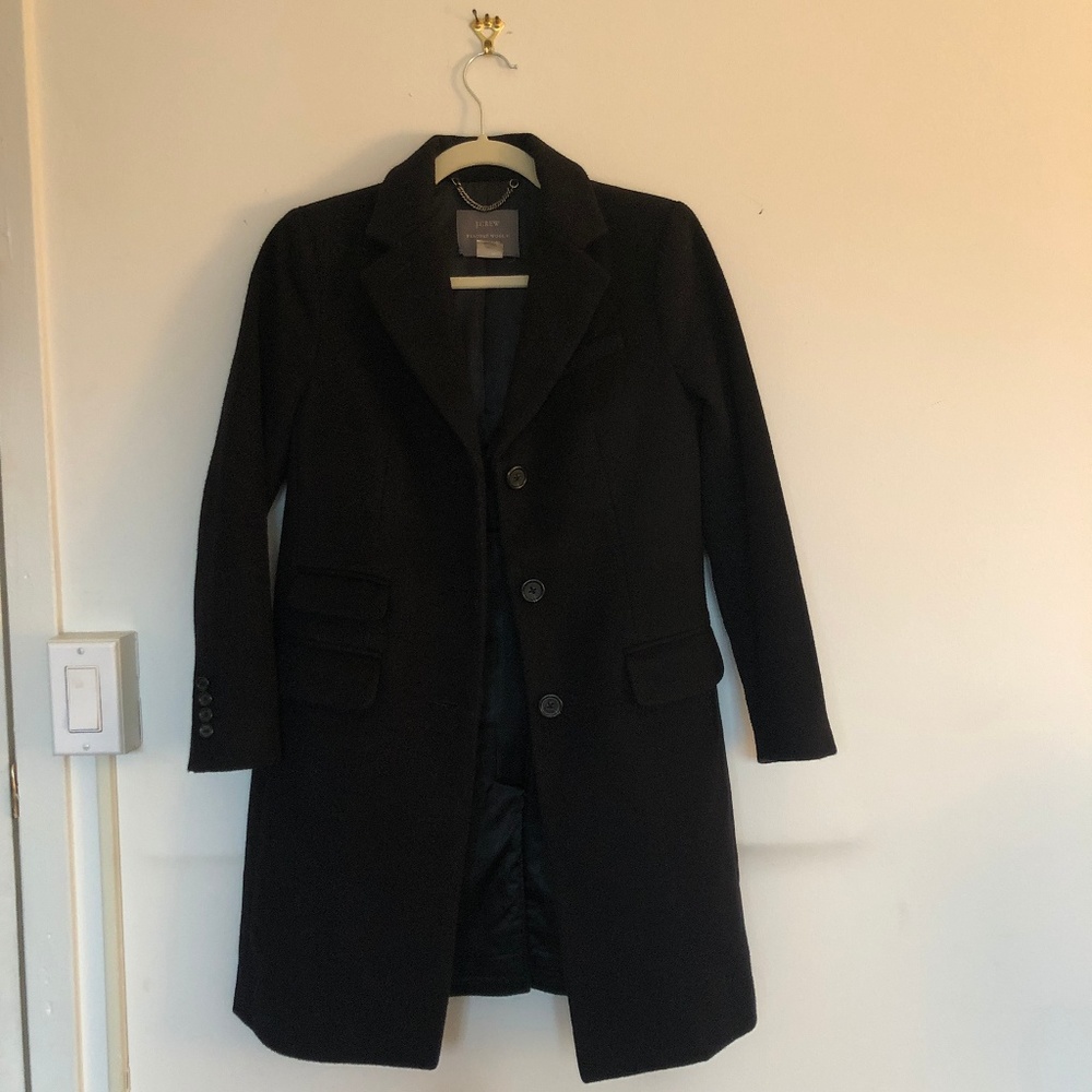 J.Crew Petite Wool Thinsulate Plaza Coat Black 0P